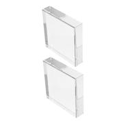 TOBBOMEY 2pcs Clear Square Glass Paperweights Compact Minimalist Paperweight Blocks for Office Desk and Home Decor Smooth Finish Secure Paper and Holder Space Saving Transparent Decorative