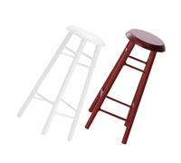 TOBBOMEY 2PCS Compact High Stool for Dollhouse Decor DIY Crafting Accessory for Miniature Enthusiasts White Brown