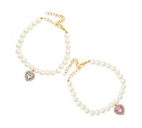 TOBBOMEY 2Pcs Cute Heart Pendant Pet Necklaces Puppy Chain Collar for Cats and Dogs Lightweight Soft Jewelry Accessories for Daily Wear and Outdoor Activities