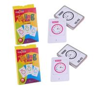 TOBBOMEY 2pcs Educational Clock for Analog Reading Clocks with Instruction Manual Learning Tool for Grade Telling Brain Development Flashcards Design