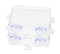 TOBBOMEY 2Pcs Escape Reptile Food and Water Bowl with Suction Cup Transparent Small Feeding Dish for Geckos Lizards Bearded Dragons Compact Climbing House Decoration Easy to Clean