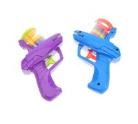 TOBBOMEY 2pcs Flying Disc Launcher for Shooters with Soft Discs Outdoor Interactive Game School Class Prizes Purple and Activity