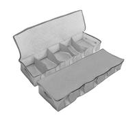 TOBBOMEY 2pcs Foldable Non Woven Under Bed Storage Bag with Transparent Window Grey Clothing Container Case with Strong Zipper and Divider for Clothes and Sundries Organization Lightweight