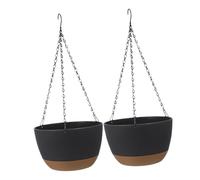 TOBBOMEY 2pcs Hanging Planter Basket Indoor Plant Hanger with Self-watering System Flower Pots for Climbing and Potted Plants Minimalist Modern Design Deep Grey Small