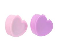 TOBBOMEY 2pcs Heart-shaped Jewelry Organizer for Built Makeup Mirror Double-layer Storage Case for Hair Accessories and Small Jewelry Cute Pink and Purple for Teens