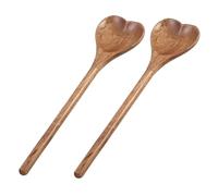 TOBBOMEY 2pcs Heart Shaped Wooden Spoons Multipurpose Kitchen Utensils for Stirring Salad Tossing Honey Drizzling Wood Cooking Spoons for Coffee Desserts Home and Cafe Use
