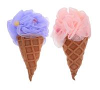 TOBBOMEY 2pcs Ice Cream Shower Puff Cute Exfoliating Body Sponges for Women Bath Accessories Playful Design for Home and Travel