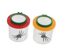 TOBBOMEY 2Pcs Insect Observation Box Double Lenses for Outdoor Exploration Educational Collecting Jar Viewer Classroom Supplies Red and Yellow