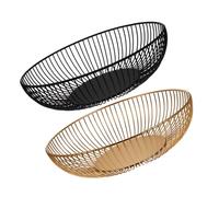 TOBBOMEY 2pcs Iron Wire Fruit Basket Large Capacity Round Decorative Storage Bowls for Bread Fruits Vegetables Snacks Ventilated Kitchen and Living Organizer