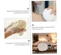 TOBBOMEY 2pcs Large Petal-Shaped Bath Shower Balls Beige with Hanging Rope PE Material Exfoliating Scrubber Sponges for Gentle Body Cleansing and Shower Gel Saving