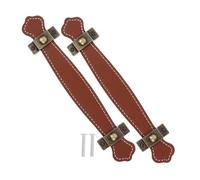 TOBBOMEY 2PCS Light Brown PU Leather Drawer Pulls with Zinc Alloy Vintage Style Handles for Cabinets Kitchen Bathroom Dressers Handmade Furniture Hardware