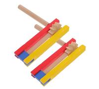 TOBBOMEY 2Pcs Long Handle Wood Castanets for Educational Percussion Instrument Self Rotating Wooden Clapper for Music Learning and Hand Eye Coordination Development