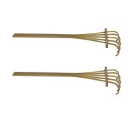 TOBBOMEY 2pcs Mini Bamboo Rake Sandbox Accessories with 5 Teeth, Mini Garden Rake for Zen Garden and Sand Play, Compact Craft Tool for DIY Miniature Landscaping