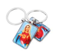 TOBBOMEY 2pcs Mini Bible Jesus Key Chains for Confirmation and Baptism Prayer Pendants with Double-sided Photo Design Religious Christian Keyrings for Christmas and Party