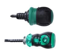 TOBBOMEY 2pcs Mini Telescopic Dual-Function Ratchet Multi-Purpose Magnetic Screwdriver Set, Precision Metal Repair Tools for Electronics and Household Use, Green