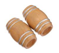 TOBBOMEY 2pcs Mini Wooden Beer Barrel Dollhouse Accessories, Classical Handmade Solid Wood Keg Models, Miniature Red Wine Barrel Props for Dollhouse Décor and Pretend Play