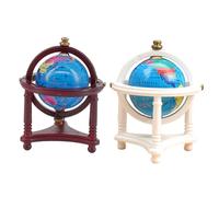 TOBBOMEY 2pcs Miniature Globe and White Decorative Globes for Dollhouse Study Educational Tiny Earth Model for Miniature Decor