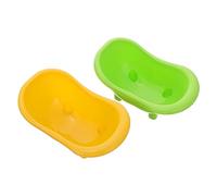 TOBBOMEY 2Pcs Multifunctional Plastic Bird Bath Basin for Small Parrots and Budgies Eco Friendly Durable Feeder and Shower Tub Stress Relief Pet Supply for Cage Use Green and Yellow