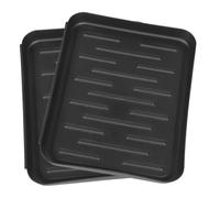 TOBBOMEY 2pcs Multifunctional Plastic Shoe Boot Drying Trays with Non-skid Bottom for Indoor Outdoor Use Pet Feeding Mats and Sundries Storage Black Placemats for Garden Shoes and Flower