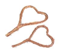 TOBBOMEY 2pcs Natural Rattan Heart Wreaths with Handle Front Door Decoration for Christmas Valentine's Wedding Indoor Outdoor Party Supplies