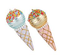 TOBBOMEY 2pcs Pastel Ice Cream Hanging Ornaments Creative Christmas Dessert Tree Decorations with Cartoon Candy Cone Design Whimsical Holiday Pendant for Indoor Window and Outdoor Party