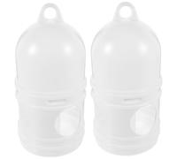TOBBOMEY 2pcs Pigeon Water Dispensers Plastic Bird Water Cups White Round Base for Bird Cage Feeding and Watering Supplies
