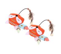 TOBBOMEY 2pcs Plush Interactive Cat Toys Cartoon Shaped Chewing Grinding Toys for Kittens Plush Material for Happy Playtime for Teething