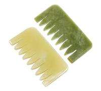 TOBBOMEY 2Pcs Portable Jade Gua Sha Scalp Comb Lightweight Natural Massage Tool for Hair Health and Blood Flow Smooth Combing for Thick Wet Dry Hair