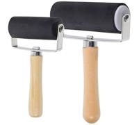 TOBBOMEY 2pcs Printmaking Ink Roller Set with Rubber Rollers and Comfortable Wooden Handles Smooth Even Ink Distribution for Clear Precise Prints for Printmaking Crafts and DIY Art Projects