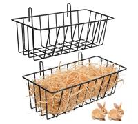 TOBBOMEY 2Pcs Rabbit Feeder Racks Black Wear Resistant Hay Holder for Cage Use Multi Function Capacity Rack to Reduce Waste and Protect Food From Feces Rabbit Cage Accessory