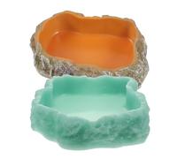 TOBBOMEY 2pcs Reptile Feeding Dish for Leopard Night Glow Tortoise Food Bowl Resin Water and Food Feeder for Reptiles Compact Design for Easy Use Terrariums
