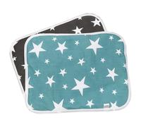 TOBBOMEY 2pcs Reusable Pet Cage Liners for Hamster and Guinea Pig, Washable Small Animal Training Pads with Green and Grey Star Patterns, Comfortable Pee Pads for Pet Accessories