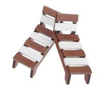TOBBOMEY 2pcs Scale Miniature Wood Beach Chair for Dollhouse Decor Authentic Mini Lounge Furniture for Poolside Garden and Festive Party Accessories