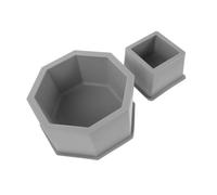 TOBBOMEY 2pcs Silicone Planter Molds for Cement and Clay Geometric Hexagon Square Flower Pot Moulds with Enhanced Detail for Succulent Cactus Herb Pots DIY Use