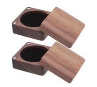 TOBBOMEY 2pcs Single Coin Display Box - Wooden Shadow Box for Challenge Coins - Badge Storage Case - Commemorative Presentation Case for Keepsake Display