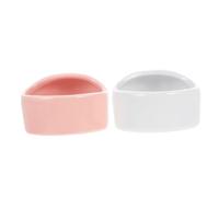TOBBOMEY 2Pcs Small Ceramic Hamster Food Bowls Durable Pet Feeding Basins for Hedgehogs and Rabbits Easy to Clean Non Chew Bowls Pink and White Compact Animal Feeders
