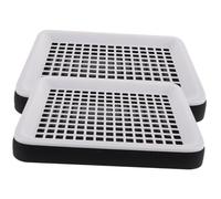 TOBBOMEY 2Pcs Small Pet Training Toilet with Anti-leak Design Detachable Square Litter Box for Rabbits Guinea Pigs Chinchillas Black and White