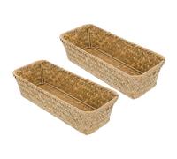 TOBBOMEY 2Pcs Small Woven Seagrass Storage Basket Versatile Desktop Organizer for Makeup Cosmetics and Household Sundries Natural Straw Multi-use Storage Bins for Shelves and Indoor Use