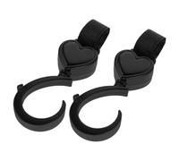 TOBBOMEY 2pcs Stroller Umbrella Hook Cute Stroller Hooks Strap Grocery Bag Handle Holder Organizer Bag Wheelchair Accessories Plane Travel Essentials Black Abs