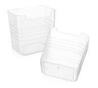 TOBBOMEY 2Pcs Translucent Fridge Organizer Box Vertical Hanging Storage Bins for Kitchen Refrigerator Expandable Space with Rounded Corners Suitable for Vegetables Fruits and Spices Storage