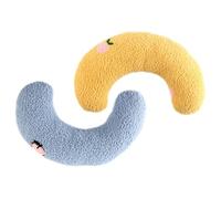 TOBBOMEY 2pcs U-shaped Cat Neck Pillows for Deep Sleeping Soft and Filled Pet Cushions in Blue and Yellow Breathable and Comfortable Support for Cats and Small Dogs