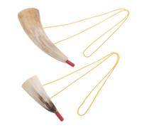 TOBBOMEY 2pcs Viking Ox Horn Trumpet Medieval Blowing Horn Instrument for Halloween Cosplay Pirate Parties Festivals Loud Clear Sound War Trumpet and Viking Decor Prop