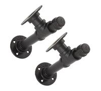 TOBBOMEY 2Pcs Vintage Industrial Iron Pipe Shelf Brackets Wall Mounted Rustic Floating Shelves Supports for Home Garage Kitchen Bathroom Storage