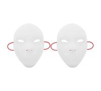 TOBBOMEY 2pcs White DIY Masks - Paintable Plastic Masquerade Mask for Carnival Japanese Cosplay Parties Mardi Gras Artistic Projects Theater Classroom