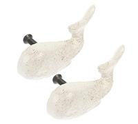 TOBBOMEY 2pcs White Whale Cast Iron Drawer Pull Handles Delicate Nautical Furniture Cabinet Knobs for Home and Smooth Finish Easy Installation