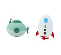 TOBBOMEY 2pcs Wind-up Bath Toy Submarine and Rocket for Boys and Girls, Green Clockwork Shower Plaything Set, Suitable for Children's Bath Time Fun