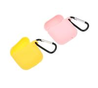 TOBBOMEY 2pcs Wireless Earphone Cover Silicone Case with Buckle Shockproof Protective Sleeve for Pink and Yellow Compatible Earphone Accessories for Travel and Daily Use