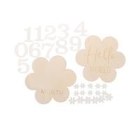 TOBBOMEY 2pcs Wooden Circles Monthly Photo Props Newborn Growth Record Announcement Board for Nursery Decor