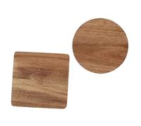 TOBBOMEY 2Pcs Wooden Cup Mats Creative Round and Square Coasters for Home Household Heat Mats for Glass Coffee and Tea Cups Protects Tables From Heat and Stains