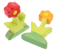 TOBBOMEY 2pcs Wooden Flower Building Blocks Hand-carved Miniature DIY Scene for Boys and Fine Precision Craftsmanship with Artistic Floral Design Material Bedroom Decor and Interaction